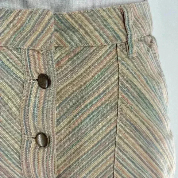 Piloro The Letterpress Anthro Skirt Sz 2 Multicolored Striped Button Down Pocket - Picture 2 of 12